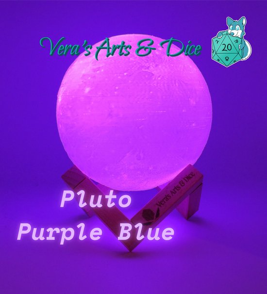Pluto Lamp - Vera's Arts & Dice - 16 Verschillende Kleuren - Planeet Lampen - LED Lamp - Oplaadbaar Dimbaar Stroboscoop Effect Mogelijk Aanraak Gevoelig Afstandsbediening - 3D Print Handmade - Lampen Sfeerverlichting - Slaapkamer Woonkamer van Vera's Arts & Dice — afbeelding 5