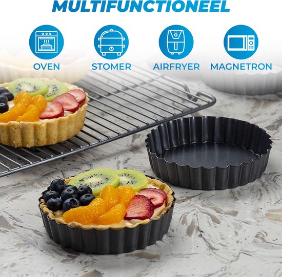 Moule à quiche - Moule à quiche à fond amovible - Moule à pâtisserie - Moule à gâteau - Moule à pâtisserie - 3 tailles - 3 pièces