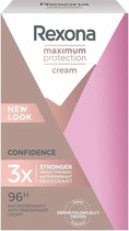 Rexona Maximum Protection cream verpakking met 'New Look' en 'Confidence'.