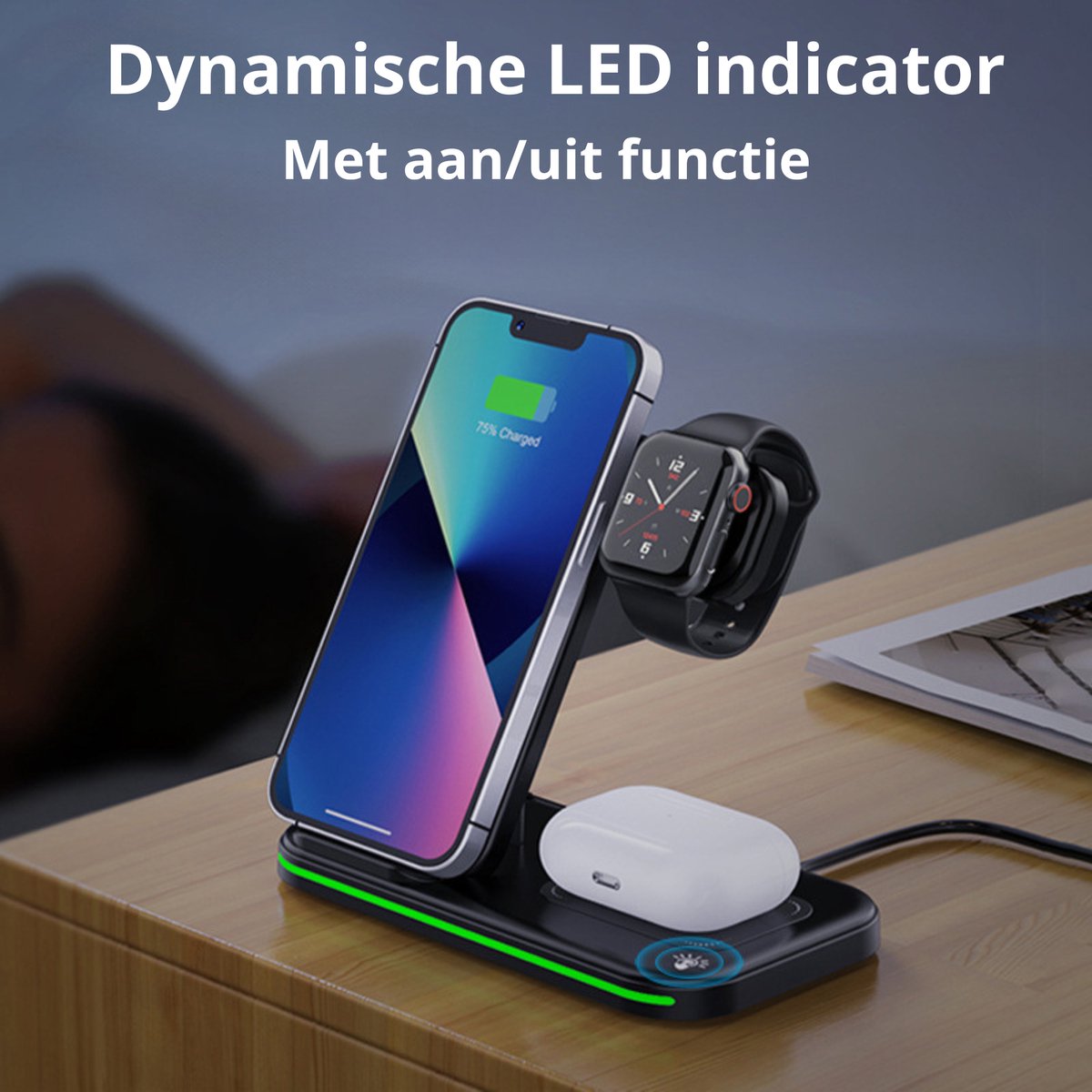 3-in-1 Draadloze Oplader voor Smartphone, Smartwatch en Airpods — cadeau in Telefoon & Tablet - foto 3