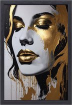 Peinture faciale - Portrait humain - Peintures sur toile Or - Peinture vintage - Peinture sur toile avec cadre - Décoration murale chambre toile avec cadre 40x60 cm