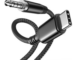 USB-C naar AUX Kabel - 1.2m Zwart - 3.5mm Jack Kabel