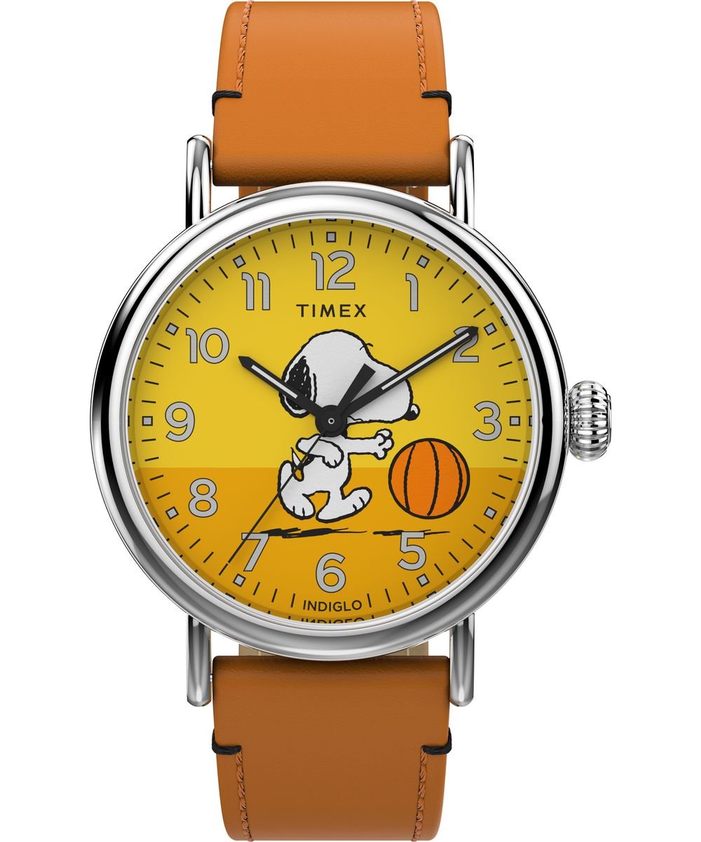 Timex Standard x Peanuts Basketball TW2W51900 Horloge - Leer - Bruin - Ø 40 mm