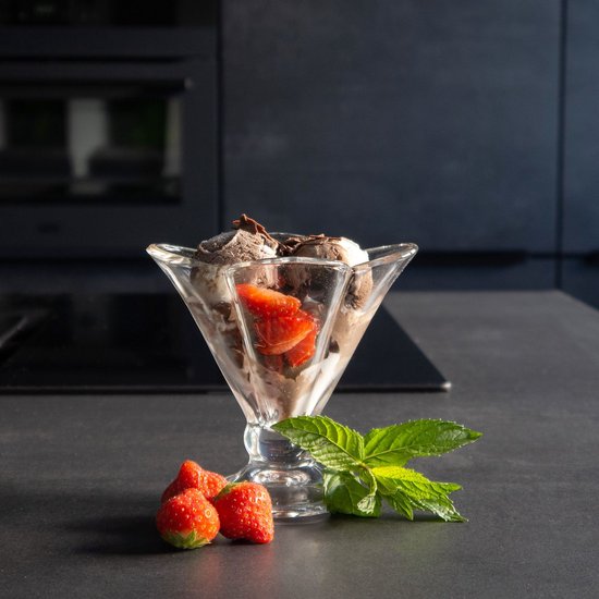 Vilde IJsbeker, ijsschaal, dessertschaal van glas, vaatwasmachinebestendig, set van 6 stuks, 100 ml