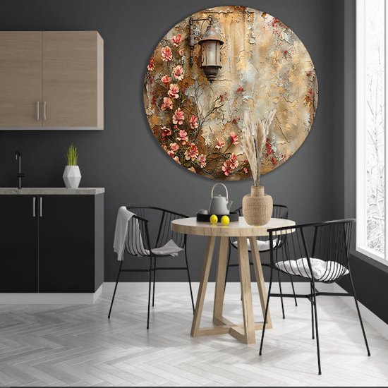 Panneau mural Fleurs - Décoration murale nature ronde - Décoration murale ronde Lampe - Décoration murale moderne - Tableau - Décoration murale salon mur cercle forex 60x60 cm