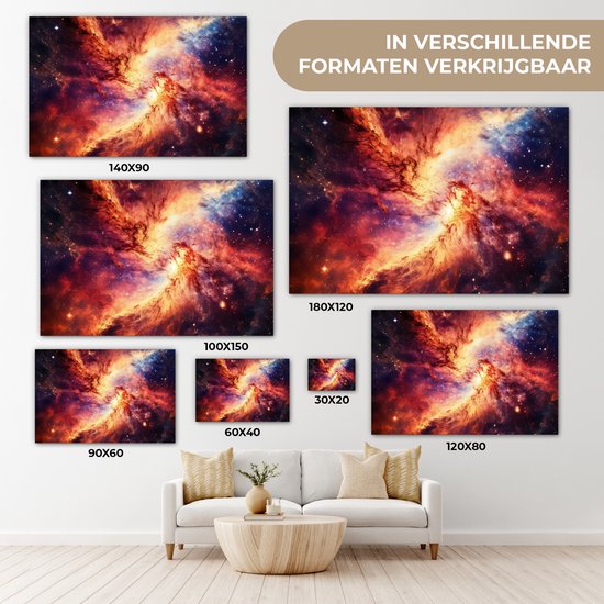 Peinture sur toile 180x120 cm - Décoration murale Néon - Ciel étoilé - Espace - Coloré - Décoration murale salle de jeux - Décoration salle de Gaming - Accessoires Gameroom - Peintures