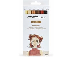 Copic Ciao 5+1 Set Hair Tones 1 markeerstift 6 stuk(s) Beitel/penseelpunt Meerkleurig