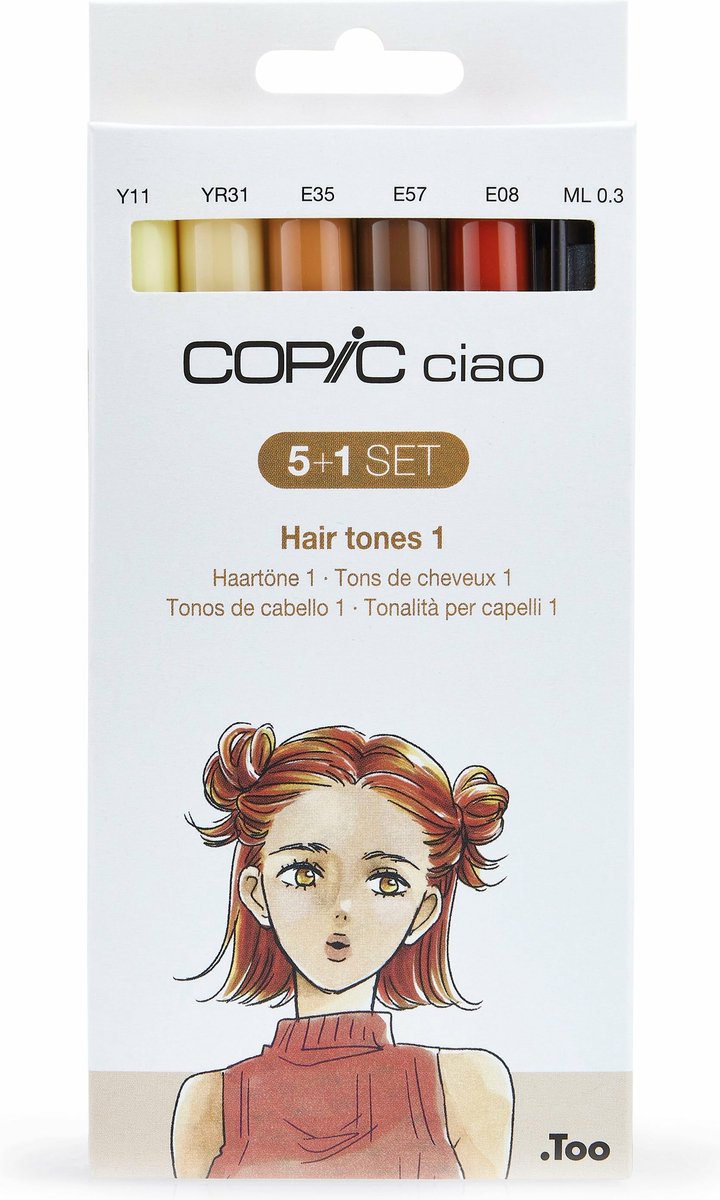 Copic Ciao 5+1 Set Hair Tones 1 markeerstift 6 stuk(s) Beitel/penseelpunt Meerkleurig