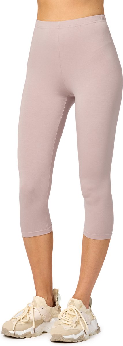 Merry Style MS-MS10-144-LE Dames Capri Leggings - Sport - Vrijetijdsbroek - 3/4 Lengte - Viscose - Sporbroek - Yogabroek - Café au Lait - L