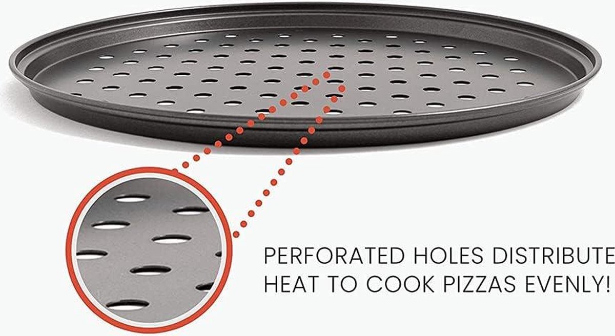 HERCHR Moule à Pizza Avec Trous, Plateau Anti-adhésif Perforé