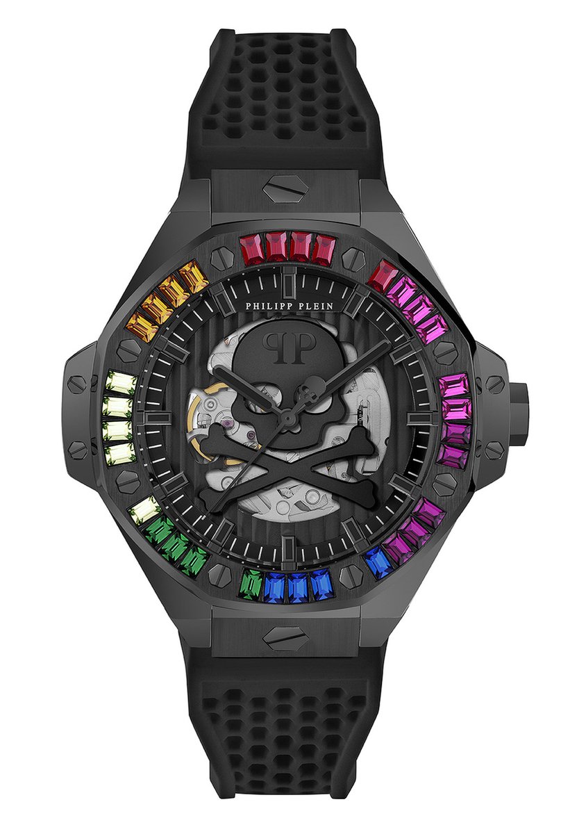 Philipp Plein Plein $Keleton Royal PWPFA0424 Horloge - Siliconen - Zwart - Ø 46 mm