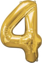 Cijfer Ballonnen Ballon Cijfer 4 Verjaardag Versiering Feest Helium Ballonnen Cijferballon Folieballon Goud Xl Formaat