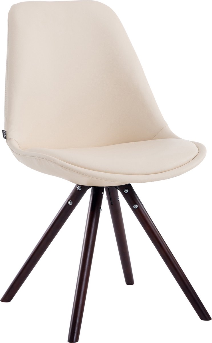CLP Laval Eetkamerstoel - klassiek - met houten poten - Rond - cappuccino/creme