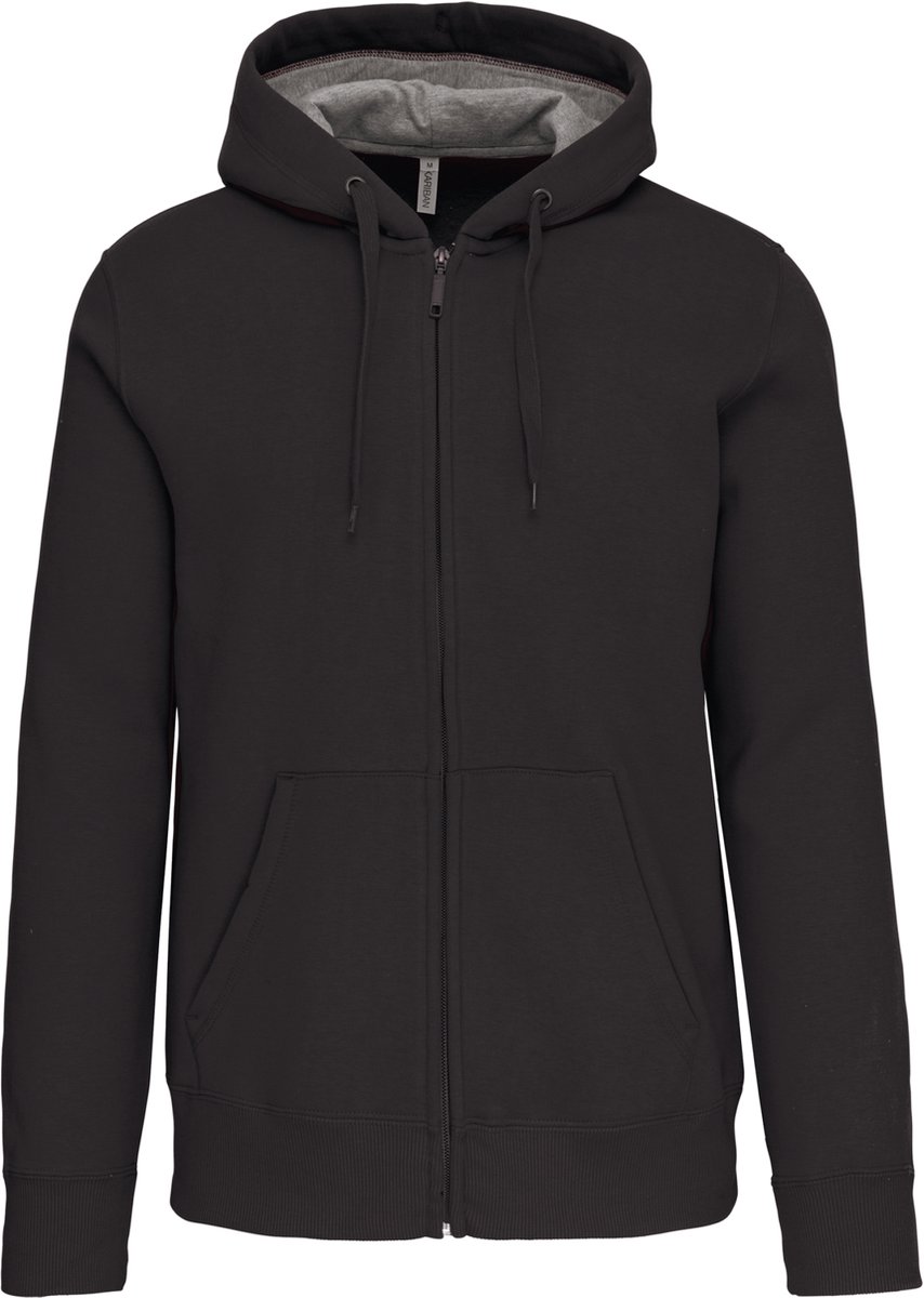 Kariban Hooded sweater met rits K444 - Dark Grey - XL