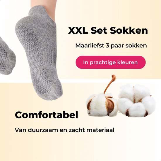 RENALUX - Yoga Sokken Antislip Dames - Antislip Sokken Dames - Pilates Sokken - Anti Slip Sokken - Huissokken met Antislip Dames - Fuchsia, Fuchsia & Fuchsia - Set van Maarliefst 3 Paar van Merkloos — afbeelding 5