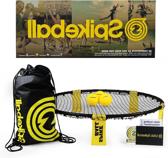 Foto: Originele spelset met 3 ballen inclusief net en tas spikeball badmintonnet