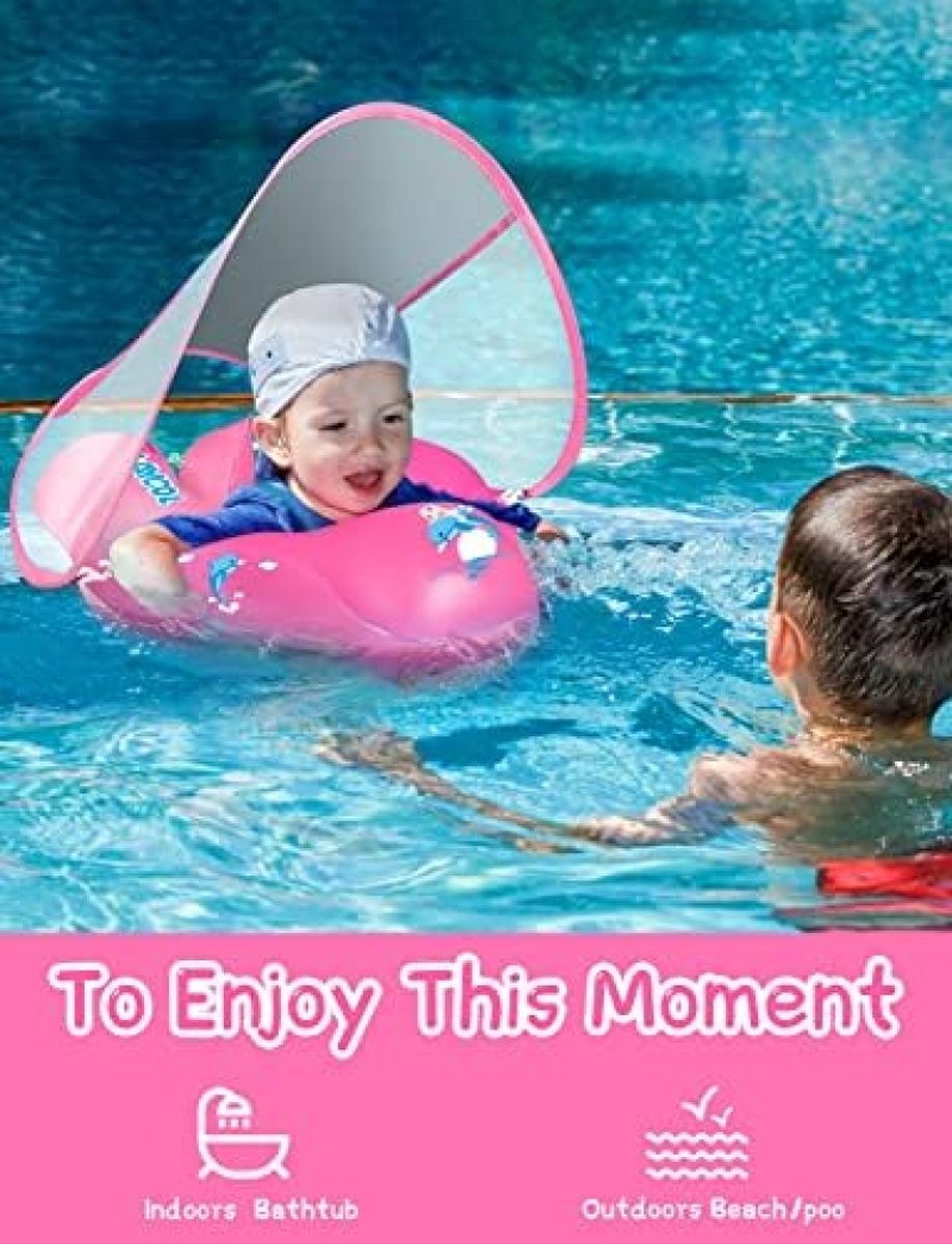 SWPEED Baby Swimming Float 2022 Nieuwste, gratis baby zwemmen opblaasbare ring helpt baby leren zwemmen en schoppen voor kinderen van 3-72 maanden ( roze-50cm