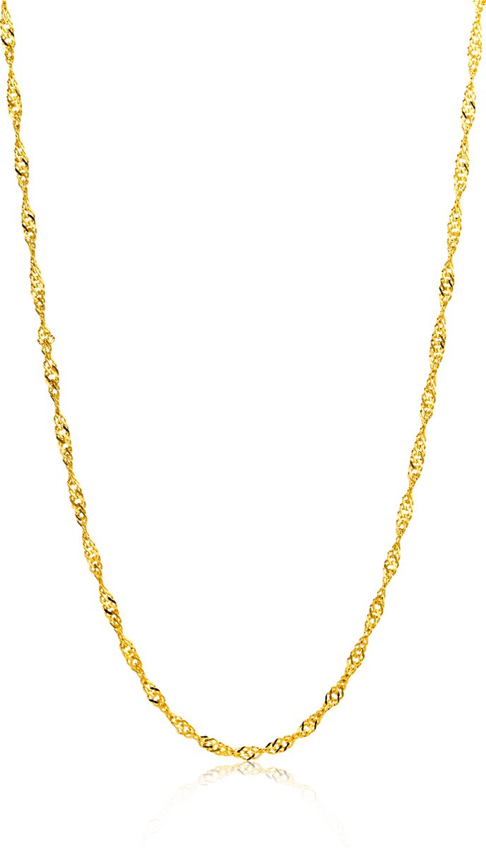 Miore Pure Collier Ketting Dames - 14 Karaat Goud - Met Diamanten - Zonder Hanger - 45 cm