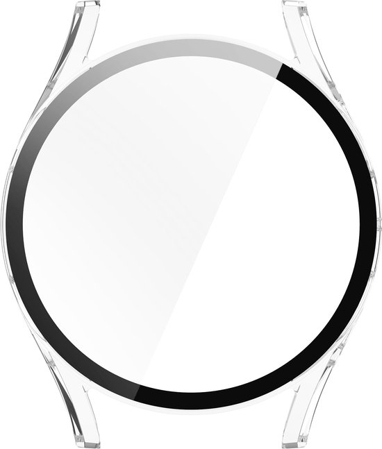 Transparante hoes voor smartwatch met een zwarte rand, zonder horloge.