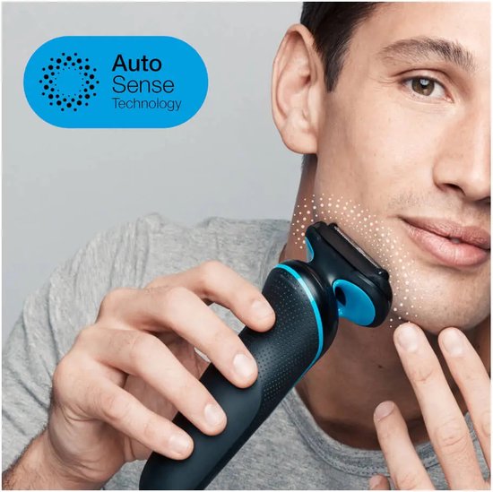 Braun Series 5 51-B1200s Scheerapparaat voor heren met EasyClick precisietrimmer, EasyClean, nat en droog, oplaadbaar, draadloos elektrisch scheerapparaat met snijbladen, blauw