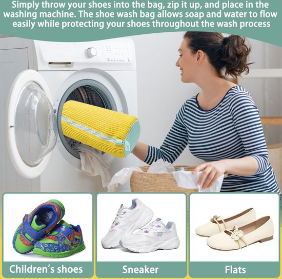 Waszak voor schoenen, herbruikbaar, dubbele wasmachine, met ritssluiting en netreiniging, multifunctionele nettas, voor sneakers Waszak voor schoenen, herbruikbaar, dubbele wasmachine, met ritssluiting en netreiniging, multifunctionele nettas, voor sneakers
