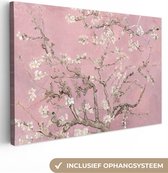 Canvas schilderij 60x40 cm - Wanddecoratie Amandelbloesem - Kunst - Van Gogh - Roze - Muurdecoratie woonkamer - Slaapkamer decoratie - Kamer accessoires - Schilderijen op canvas