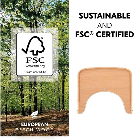 Hauck Wooden Tray geschikt voor ALPHA+ kinderstoelen - vanaf 6 maanden - 5-punts harnas - naturel van Hauck — afbeelding 3