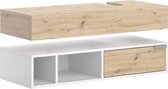 Vicco Meuble vasque Henri, Wit/ Chêne artisanal, 100 x 15 cm avec tiroir