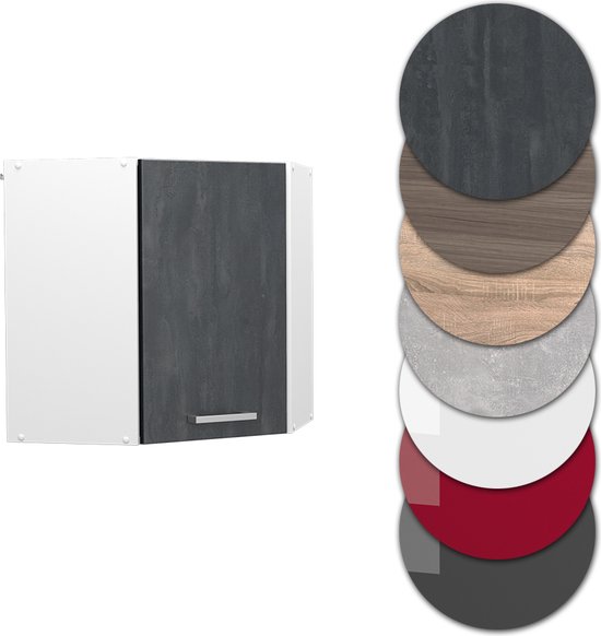 Meuble haut d'angle de Cuisine Vicco R- Line – 57 cm, béton Zwart