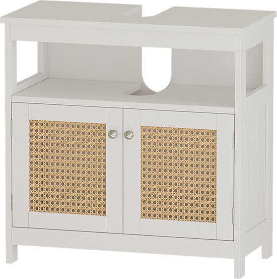 Vicco Badkamermeubel Riad, wit, 60 x 80 cm met deuren en open vak, voor wandmontage voor het opbergen van badkameraccessoires
