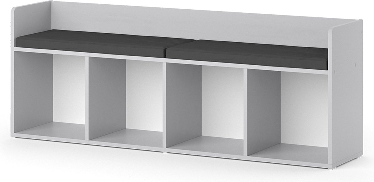 Vicco Luigi Kinderboekenkast – 142.4 x 53.4 cm 4 compartimenten Lichtgrijs