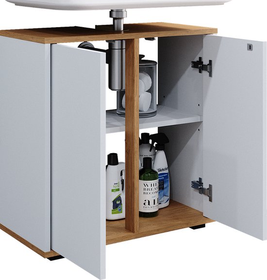 Linnenkast Maltin Wit 30.2 x 189 cm met één deur en twee laden Vicco | Wit | Hoge kast | 406673136007906