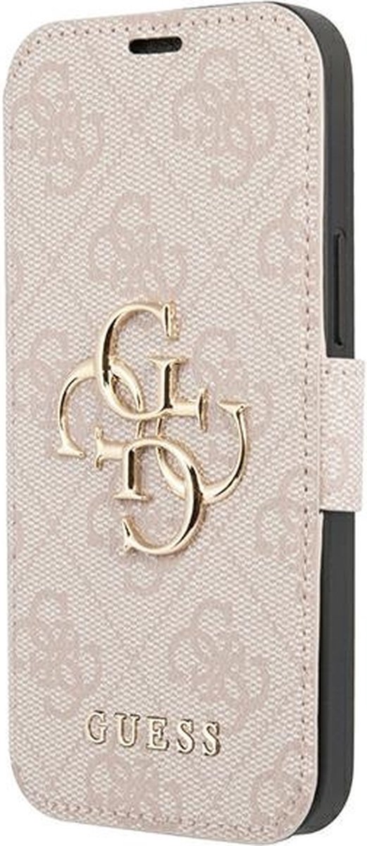 Bookcase hoesje - Guess - Effen Roze - Kunstleer geschikt voor iPhone 13 Pro