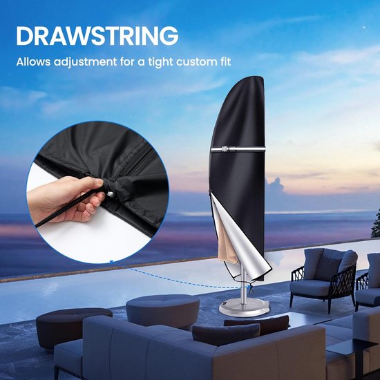 Housse de protection pour parasol, 9210D Oxford, housse de protection pour parasol flottant, résistante aux intempéries, aux UV, à la neige, adaptée aux parasols