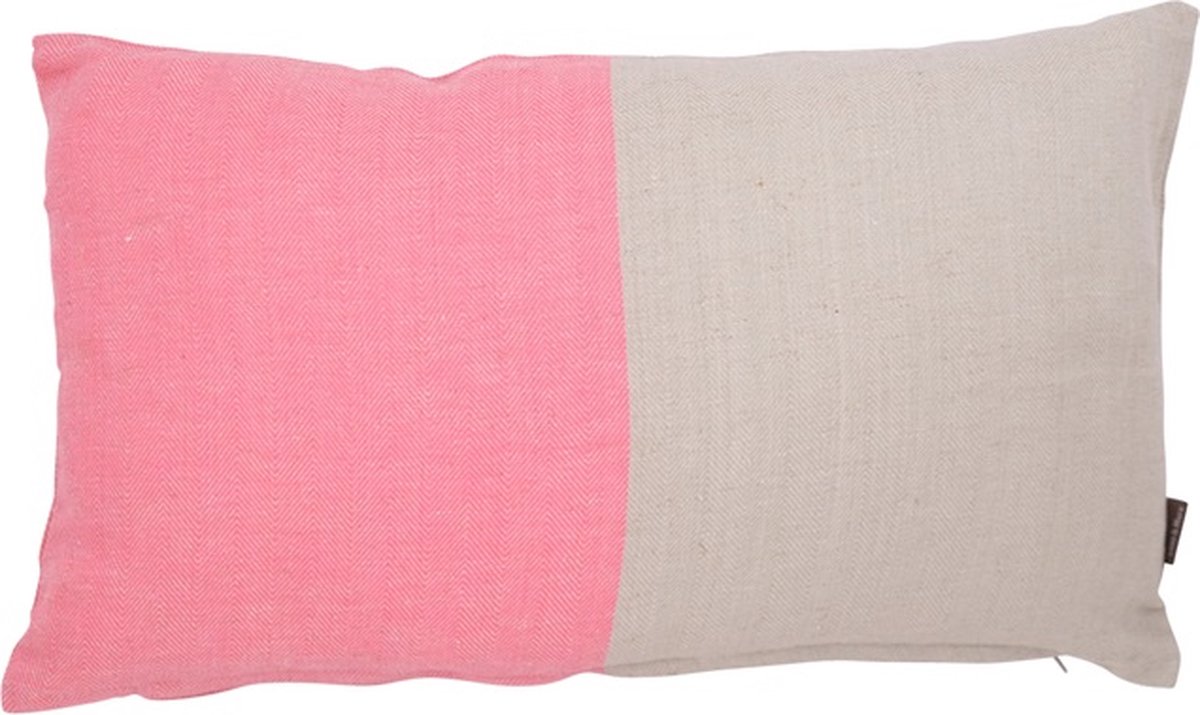 Linen & More Kussen Shanti Half Half Roze | 30 X 50 | Sierkussen Voor Woonkamer Of Slaapkamer