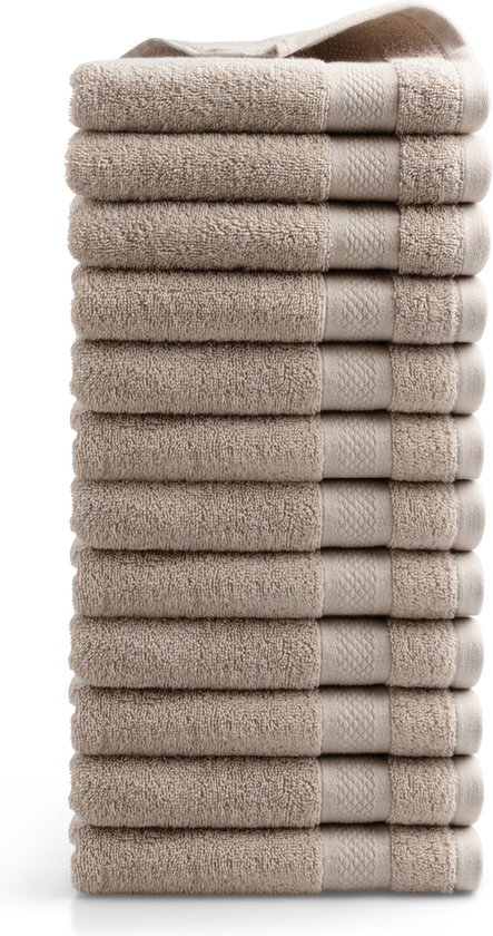 DoubleDry Serviettes Hotel Collection 50x100 cm - lot de 12 pièces - taupe