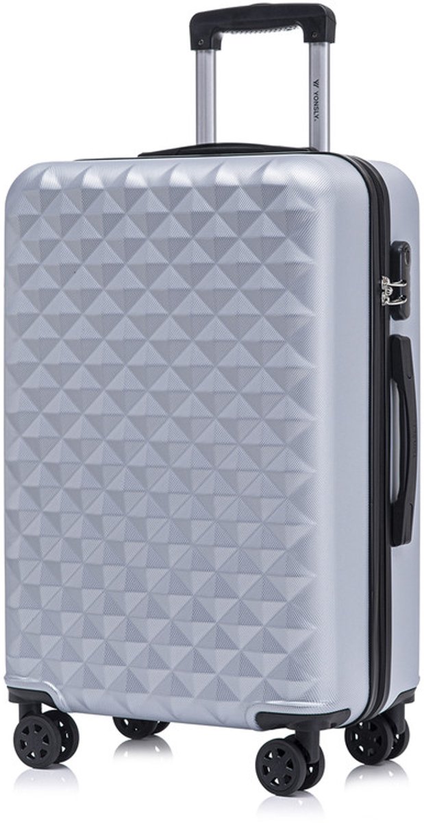 YONSLY Handbagage Koffer - 66cm - 66 L - Cijferslot- 360° Draaibare Wielen - Trolley- 66 x 43 x 26 cm - Zilver