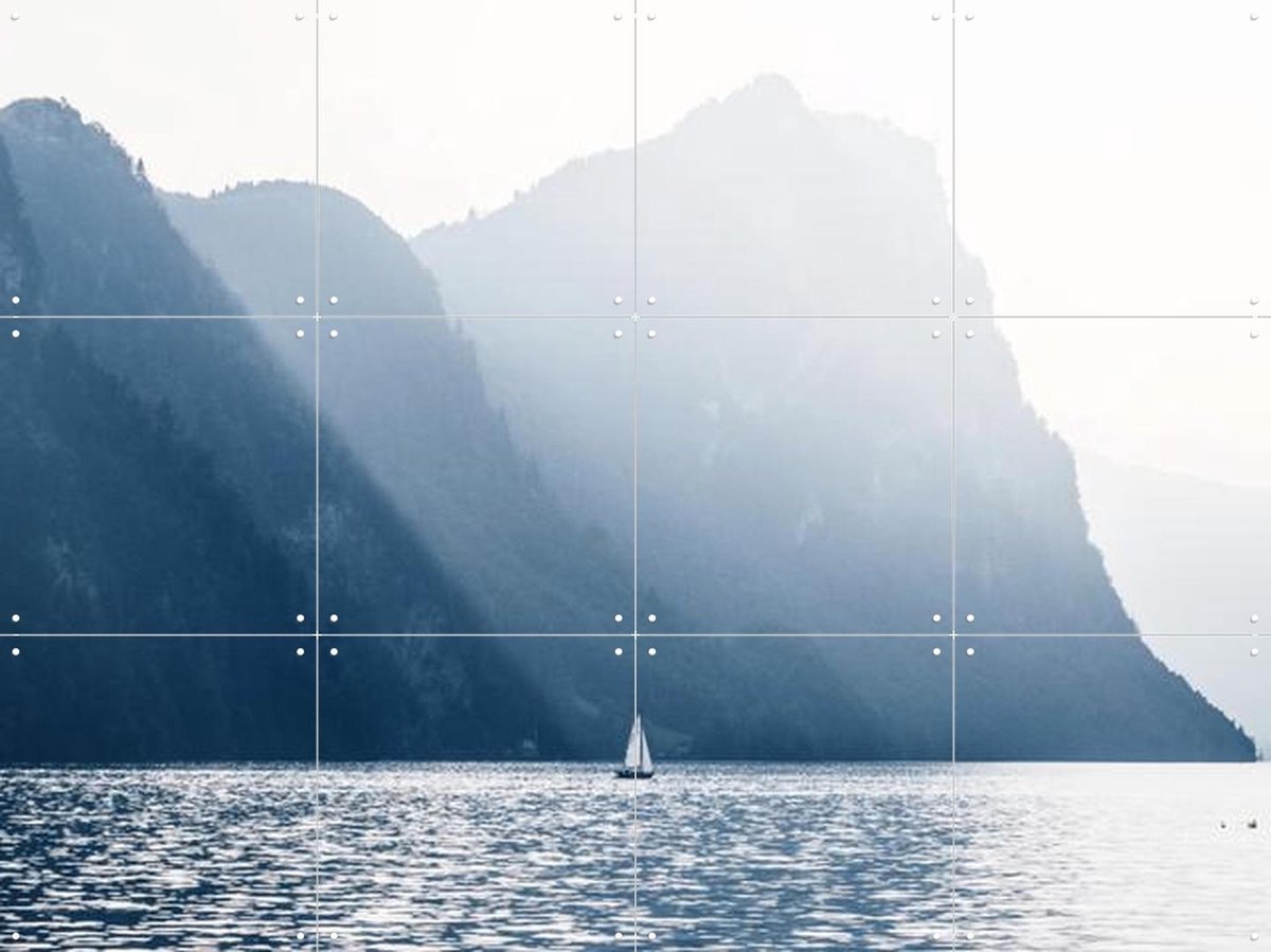 IXXI Lake Lucerne, Claire Droppert - 80 x 60 cm - Gratis ophangtool - Grote wanddecoratie en posters - Fotografie, Realisme, Minimalisme, Naturalisme