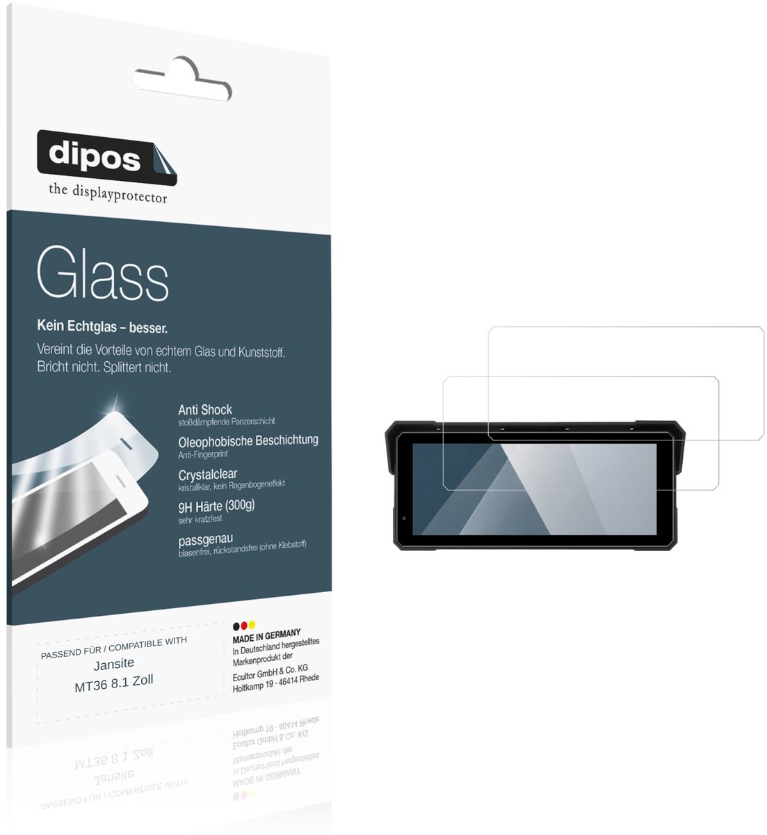 dipos – 2x Pantserfolie geschikt voor Jansite MT36 8.1 Inch | 9H Screenprotector