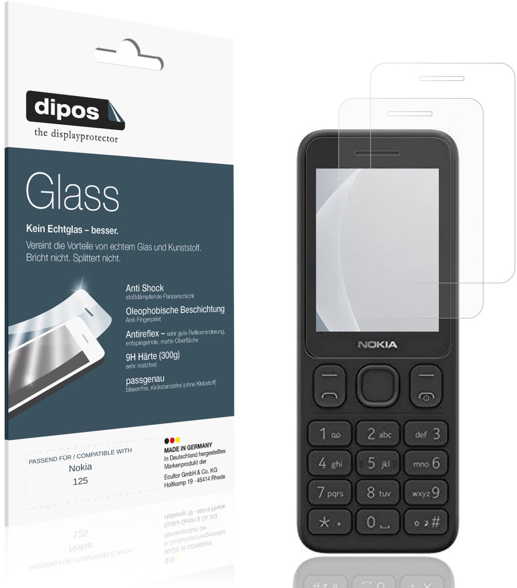 dipos – 2x Matte Pantserfolie geschikt voor Nokia 125 | 9H Screenprotector