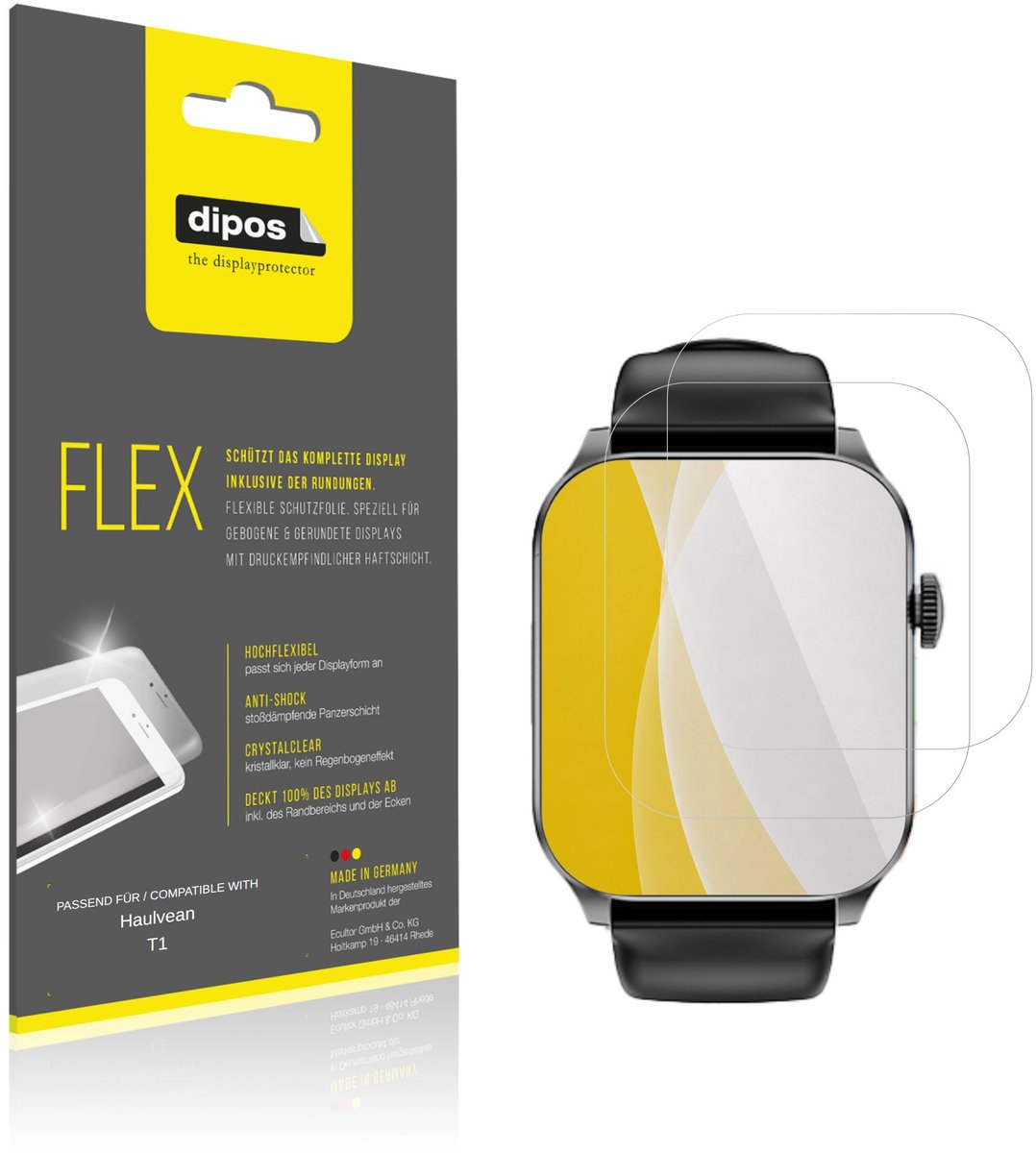 dipos – 2x Beschermfolie geschikt voor Haulvean T1 | 3D Full Cover Screenprotector | 100% Passend