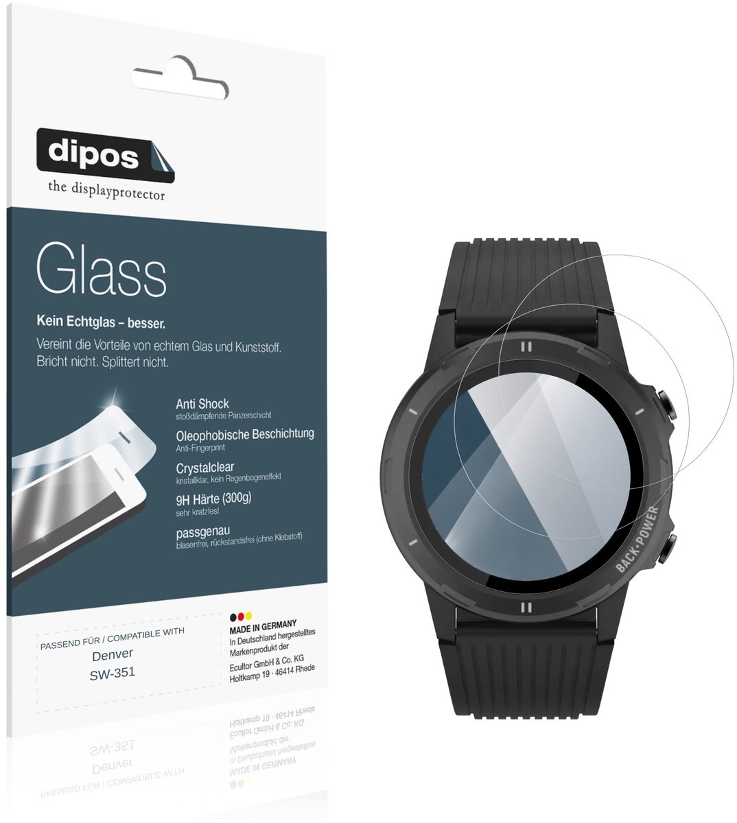 dipos – 2x Pantserfolie geschikt voor Denver SW-351 | 9H Screenprotector