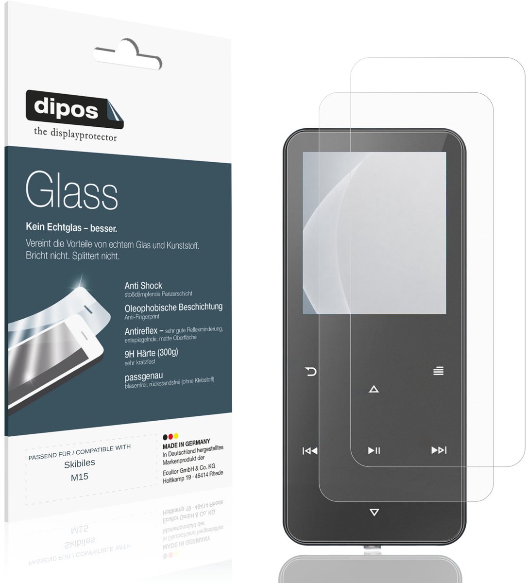 dipos – 2x Matte Pantserfolie geschikt voor Skibiles M15 | 9H Screenprotector