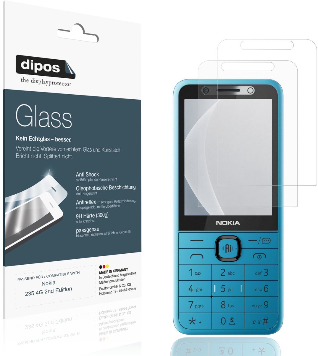 dipos – 2x Matte Pantserfolie geschikt voor Nokia 235 4G 2nd Edition | 9H Screenprotector