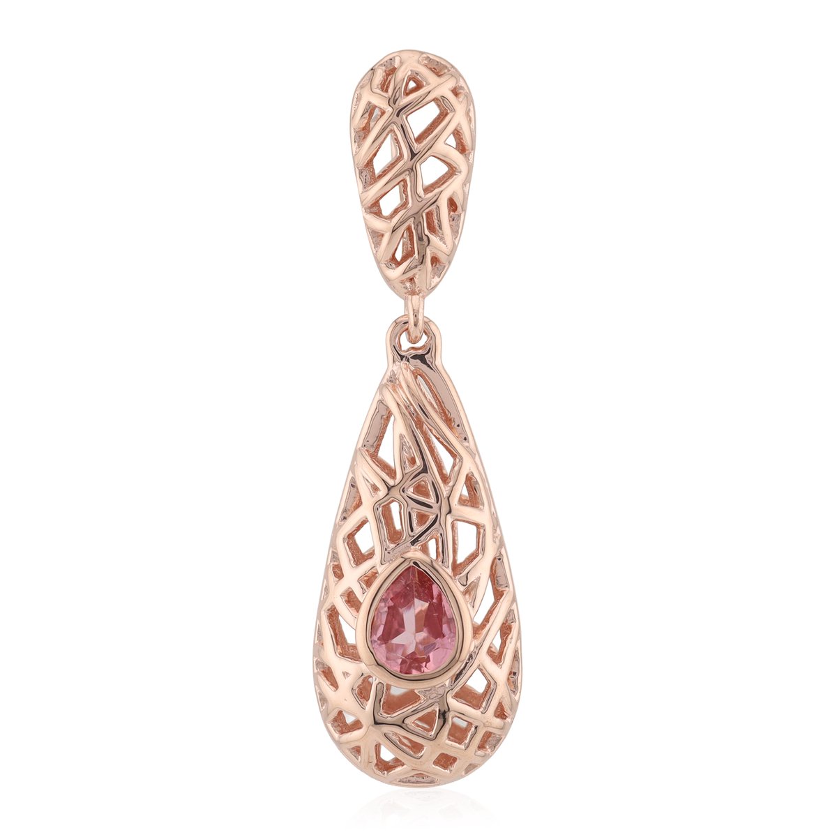 Cavill - Zilveren hanger 925 sterling met 0,28 ct roze toermalijn - roségoud coating - elegante druppelvorm - Monosono collectie