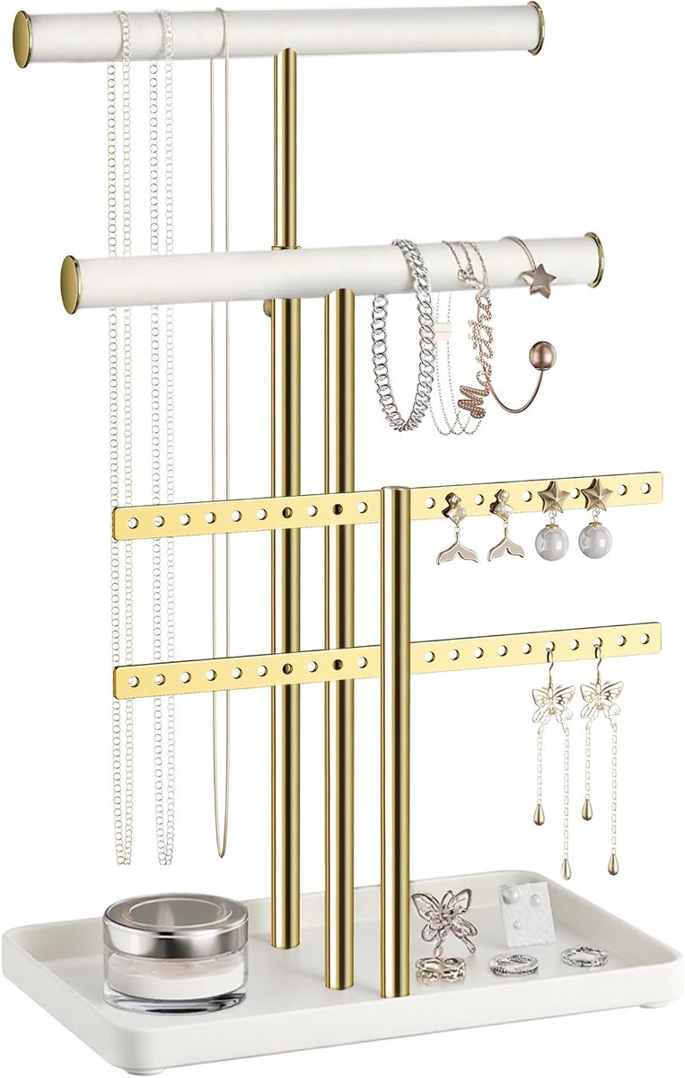 Pickpiff Sieradenhouder Organizer met fluweel, verstelbaar 10"-17" hoog, metalen standaard voor displayarmband - ShopVlot