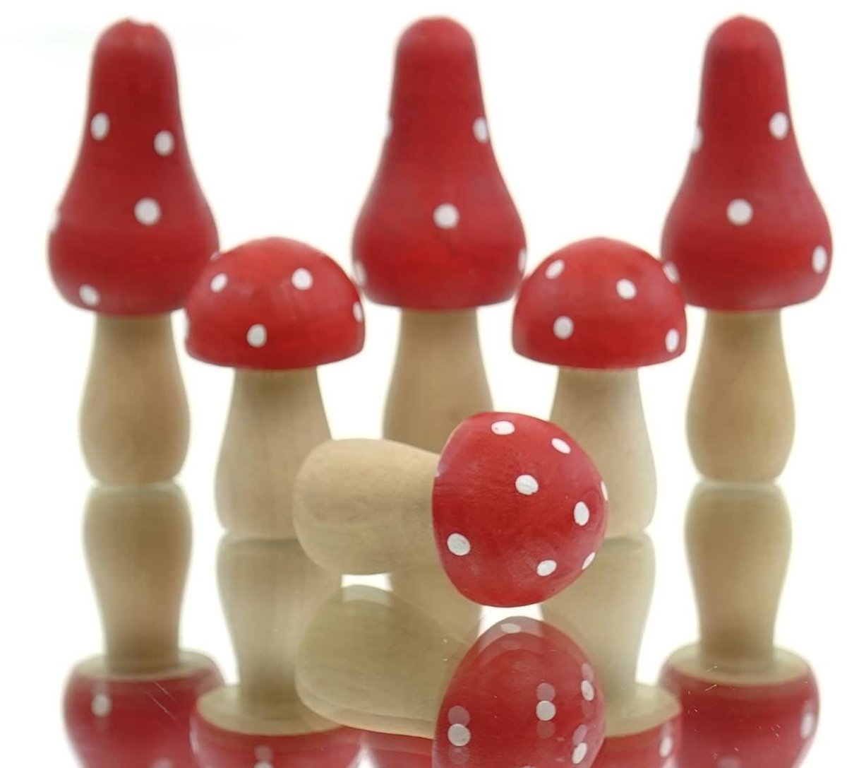 Posiwio kerstdecoratie vliegenzwammen rood en wit 6-set