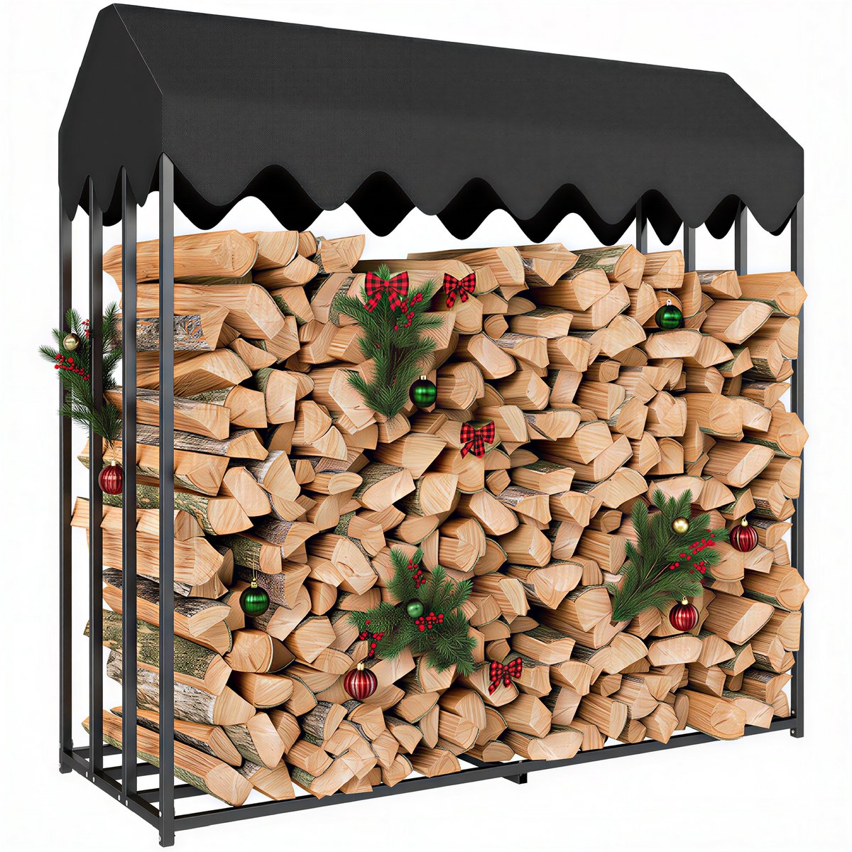 Outsunny Houtrek - Staal, 600D Oxford-stof - 186x70x185cm - Zwart