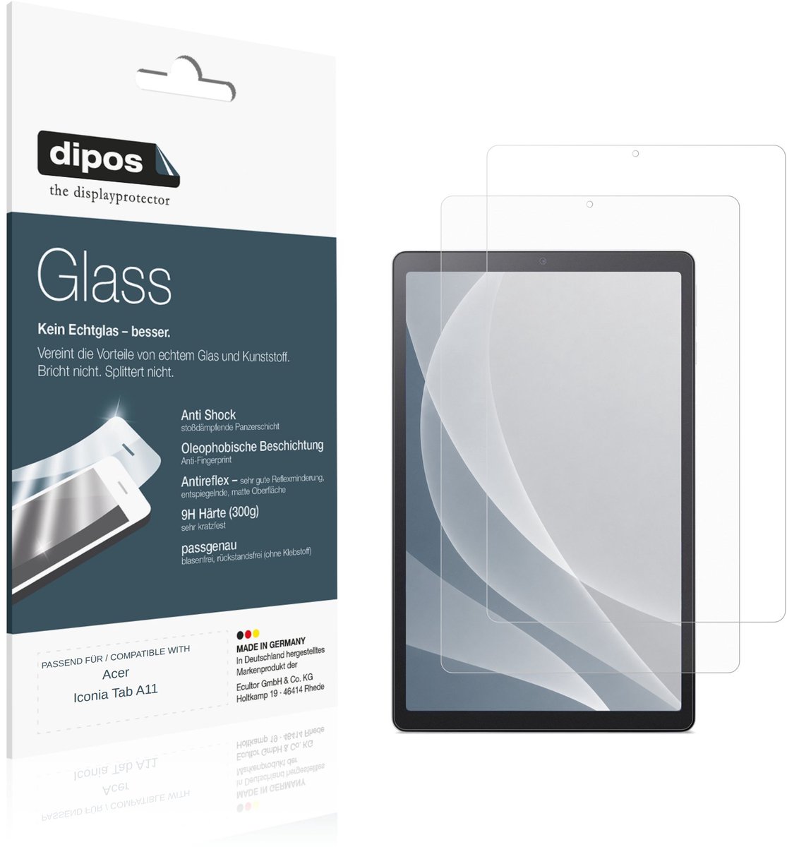dipos – 2x Matte Pantserfolie geschikt voor Acer Iconia Tab A11 | 9H Screenprotector