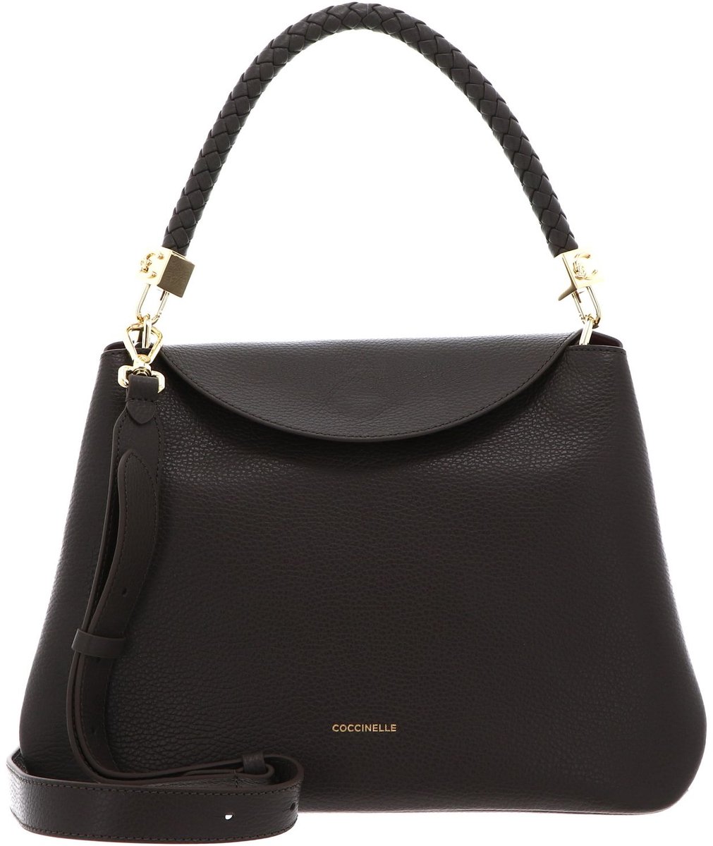 COCCINELLE Leren handtas schoudertas Tiggy Handbag Grained Leather Fango donkergroen
